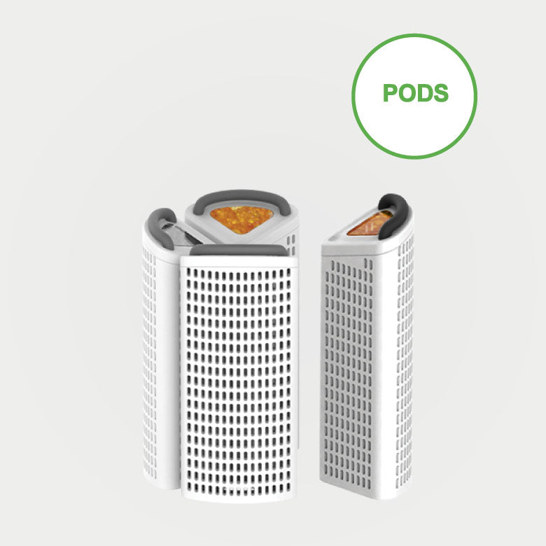 Two white and gray graters with a green 'PODS' label on a light gray background